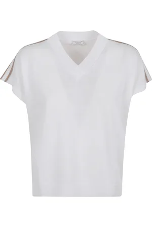 PESERICO SIGN Strik, Dame, Hvid, M, Bomuld, Hvid Sweater Elegant Linned-Bomuld Blanding