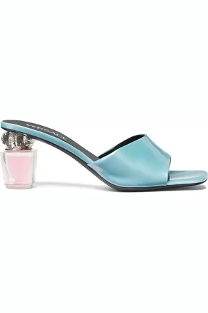 VERSACE Sko, Dame, Blå, 37 EU, Læder, Blå Slip-On Skulpteret Hæl Sko