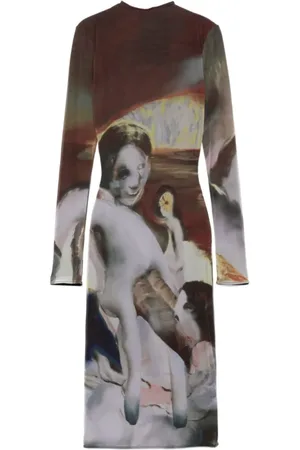 MUGLER Kjole, Dame, Flerfarvet, M, Sunset Sees Mesh Robe Kjole
