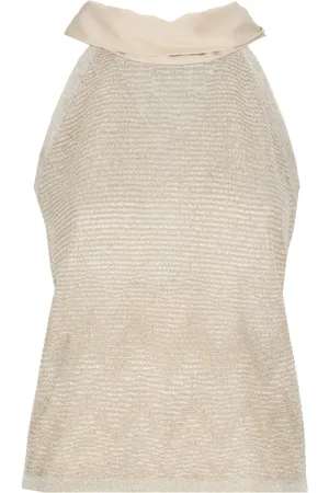 D.EXTERIOR Top, Dame, Gul, S, Uld, Guld Viskose Top med Lurex Detaljer