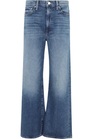 Mother Jeans, Dame, Blå, W28, Bomuld, Blå Brede Ben Jeans