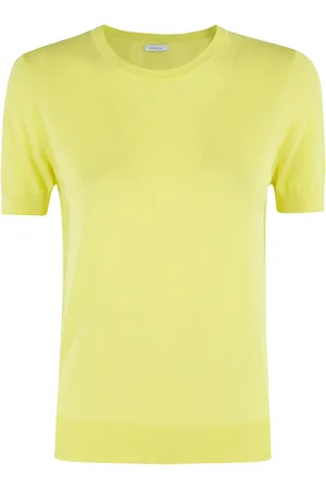Malo Top, Dame, Gul, XS, Bomuld, Citron T-shirt med ribdetaljer