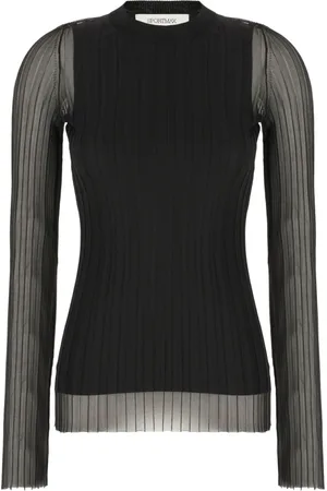 Sportmax Top, Dame, Sort, M, Uld, Stilfuld TOP til aktiv livsstil