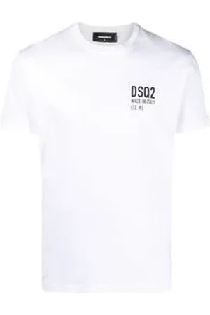 Dsquared2 Top, Herre, Hvid, XL, Bomuld, Hvid T-shirt med print, korte ærmer