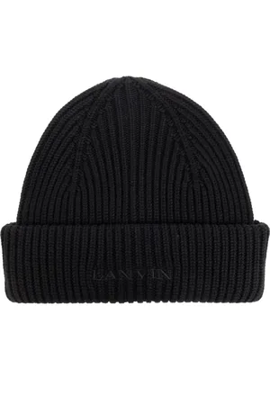 Lanvin Tilbehør, Dame, Sort, ONE SIZE, Uld, Uldhat med broderet logo