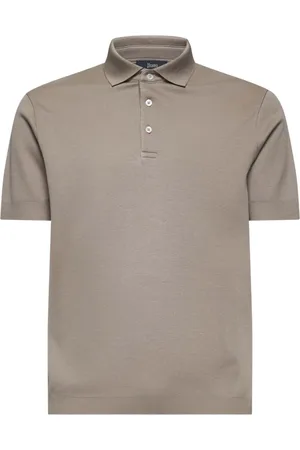 HERNO Top, Herre, Brun, M, Bomuld, Piqué Polo Shirt Duegrå