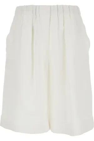 ANTONELLI Shorts, Dame, Hvid, M, Uld, Hvide Linne Bermuda Shorts med Elastisk Talje