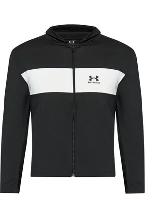 Balenciaga Sweathshirts & Hoodies, Herre, Sort, M, Sort Zip Hoodie med Hvid Bånd og UA Logo