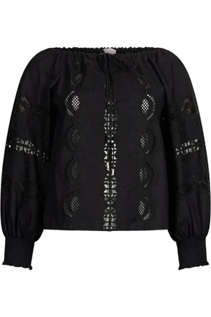 Liu Jo Bluser & Skjorter, Dame, Sort, XS, Bomuld, Bomuldsskjorte med broderi