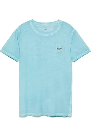 Moschino Top, Herre, Blå, M, Lysblå Crew Neck T-shirts