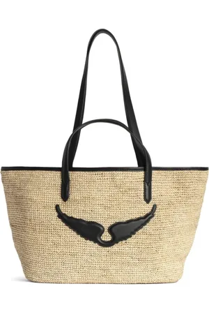 Zadig & Voltaire Taske, Dame, , ONE SIZE, Uld, Raffia Kurv med Sorte Vinger