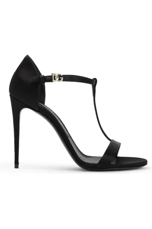 Dolce & Gabbana Sko, Dame, Sort, 36 EU, Læder, Sorte Sandaler med 10,5 cm Hæl
