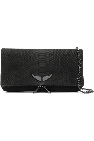 Zadig & Voltaire Taske, Dame, Sort, ONE SIZE, Uld, Sort Rock Logo Skuldertaske I Kunstig Krokodille
