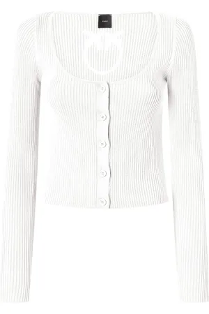 Pinko Strik, Dame, Hvid, L, Bomuld, Gennemsigtig Assia Cardigan Strik