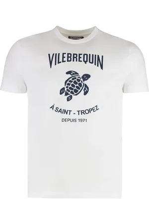 Vilebrequin Top, Herre, Hvid, M, Bomuld, Ribbet Bomuld Crew-Neck T-shirt