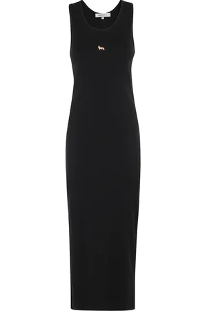 Maison Kitsuné Kjole, Dame, Sort, XS, Bomuld, Sort Ribbet Bomuld Tank Kjole