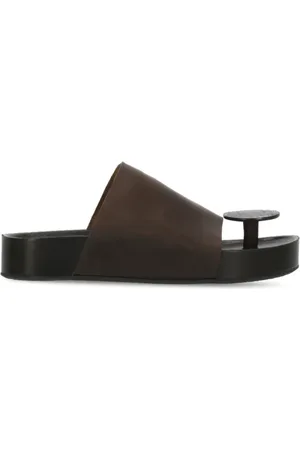 UMA WANG Sko, Dame, Brun, 40 EU, Læder, Brune læder flip-flop sandaler til mænd
