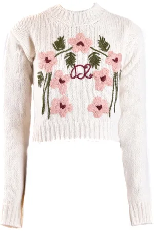 Dsquared2 Strik, Dame, Hvid, S, Uld, Stilfulde Sweaters til et Trendy Look