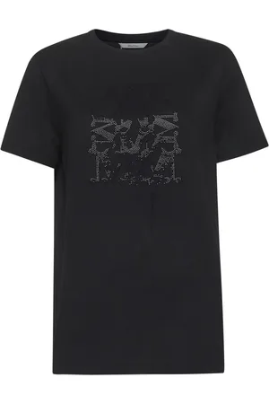 Max Mara Top, Dame, Sort, XL, Bomuld, Sorte T-shirts og Polos med Broderet Motiv