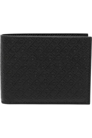 Salvatore Ferragamo Tilbehør, Herre, Sort, ONE SIZE, Sort Monogram Præget Punge Kortholdere