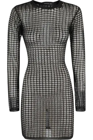 FEDERICA TOSI Kjole, Dame, Sort, XS, Bomuld, Sort Strik Mini Kjole Flexage