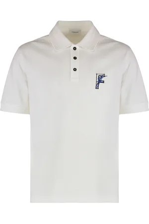 Salvatore Ferragamo Top, Herre, Hvid, S, Bomuld, Bomuld Polo Skjorte Ribbede Kanter