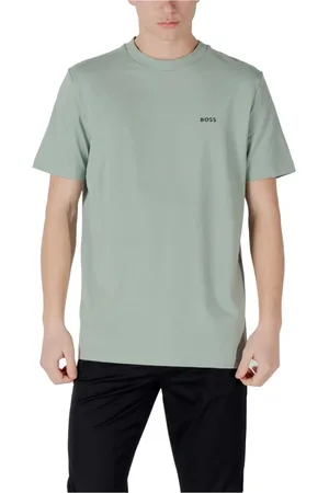 HUGO BOSS Top, Herre, Grøn, S, Bomuld, Grøn Rund Hals T-Shirt