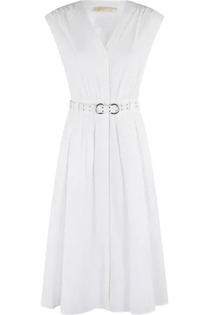 Michael Kors Kjole, Dame, Hvid, S, Poplin Midi Kjole