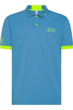 sun68 Top, Herre, Blå, XL, Bomuld, Fluo Logo Polo Shirt