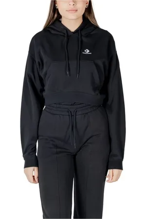 Converse Sweathshirts & Hoodies, Dame, Sort, L, Bomuld, Sort Bomuldssweater med Stjerne Chevron Design