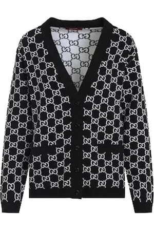 Gucci Strik, Dame, Sort, S, Uld, Sort V-hals Cardigan Sweater