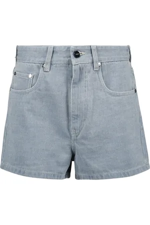 Fendi Shorts, Dame, Blå, S, Denim, Højtaljede denim shorts med broderet logo
