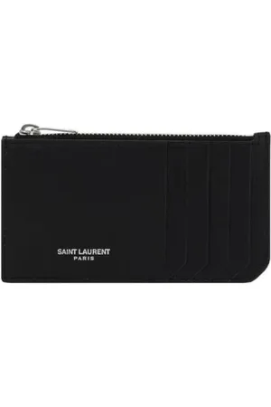 Saint Laurent Tilbehør, Herre, Sort, ONE SIZE, Læder, Sort læder lynlås kortholder
