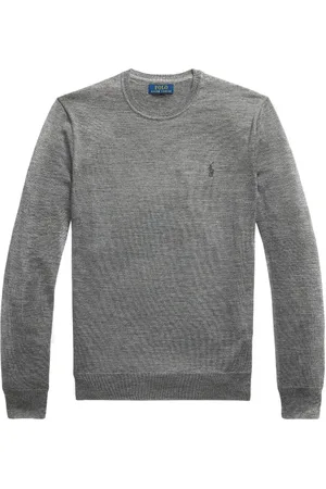 Ralph Lauren Strik, Herre, Grå, M, Uld, Stilfulde Sweaters til et Chic Look