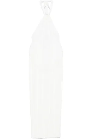 CHARO RUIZ IBIZA Kjole, Dame, Hvid, XS, Uld, Hvid Halterneck Ærmeløs Kjole med Fuld Foring