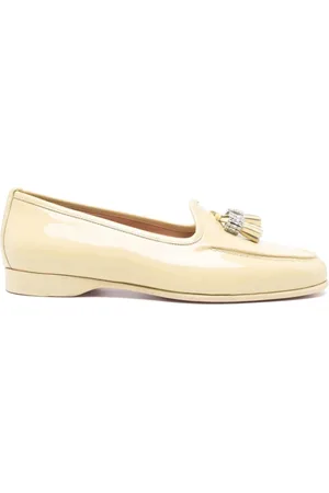 santoni Sko, Dame, Gul, 38 1/2 EU, Rhinestone Loafers