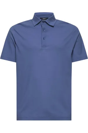 HERNO Top, Herre, Blå, XL, Bomuld, Blå Polo Skjorte med Metal Logo