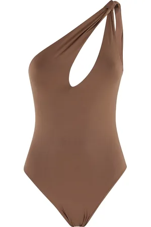 FEDERICA TOSI Badetøj, Dame, Brun, XS, Uld, Enskulders badedragt Kakao Brun