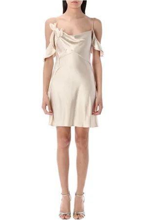 Self-Portrait Kjole, Dame, , XS, Satin, Champagne Blomst Satin Mini Kjole