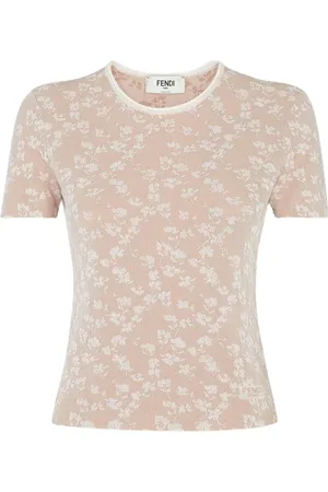 Fendi Top, Dame, Lyserød, M, Uld, Jacquard T-shirt med stilfuldt design