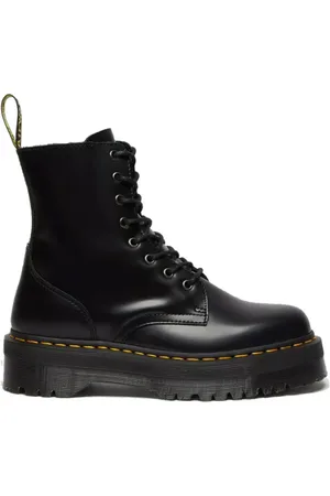 Dr. Martens Sko, Dame, Sort, 37 EU, Læder, Sort Læderstøvler 8 Øjer