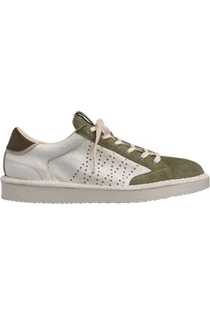 Panchic Sko, Herre, Flerfarvet, 41 EU, Læder, Hvide Sneakers med Grøn Tåkappe
