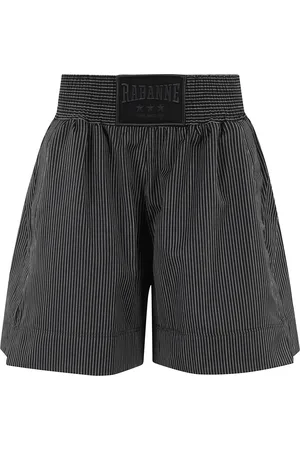 Paco rabanne Shorts, Dame, Sort, 2XS, Uld, Stribet Elastisk Talje Shorts Sort Hvid
