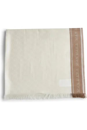 Max Mara Tilbehør, Dame, , ONE SIZE, Uld, Luksus Jacquard Tørklæde med Frynsede Kanter