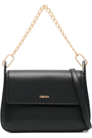 DKNY Taske, Dame, Sort, ONE SIZE, Læder, Sort læder Flap Crossbody taske