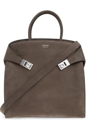 Salvatore Ferragamo Taske, Herre, Grå, ONE SIZE, Suede, Suede håndtaske Hug