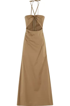 FEDERICA TOSI Kjole, Dame, Grøn, 2XS, Bomuld, Cut-Out Top i Khaki Bomuld