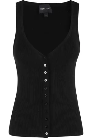 Herskind Top, Dame, Sort, XS, Ribstrikket Top Sort