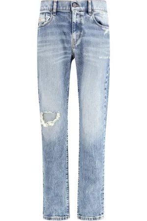 Diesel Jeans, Herre, Blå, W29, Bomuld, Vintage Slim Leg Jeans med slidt udseende
