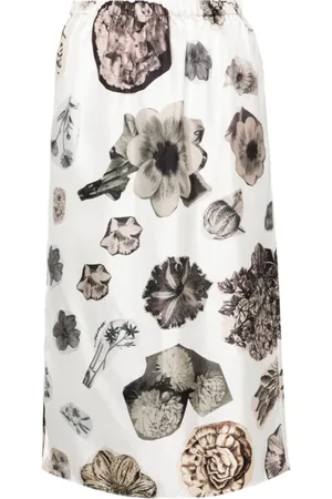 Marni Nederdel, Dame, Flerfarvet, L, Floral Grå Midi Nederdel